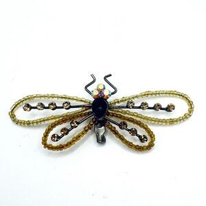 Vintage Beaded And Rhinestone Brooch Pin